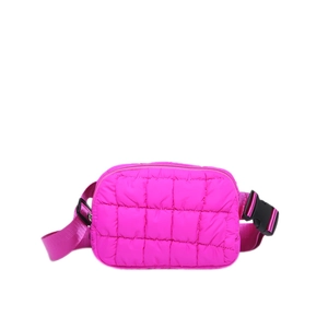 Marsupio trapuntato rosa acceso in nylon con tracolla regolabile e fibbia resistente