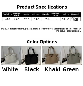 Detailed dimension guide of the large Oxford tote bag with exact width and height specs