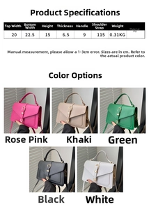 Size chart and dimensions guide for the PU leather minimalist crossbody handbag