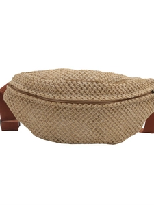 Mini sac banane tressé chic pour femmes avec bandoulière marron réglable en kaki