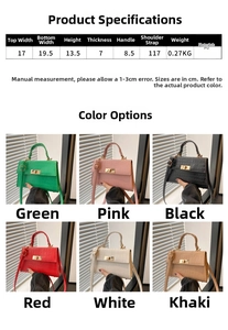 Size guide for crocodile pattern PU leather crossbody bag with detailed dimensions