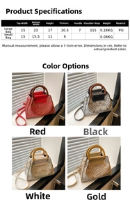Detailed size parameters and color display of vintage embroidery style bucket bags