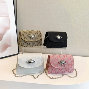 Mini Crossbody Bag Jacquard Cloth M Letter Monogram Planet Metal Buckle Fashionable Trendy Shoulder Bag For Women