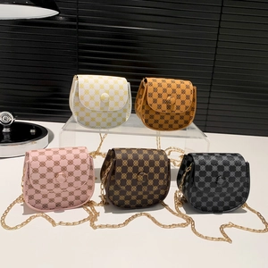 Mini Crossbody Bag Vintage Print PU Leather Gold Chain Strap Fashion Elegant Saddle Shoulder Bag For Women