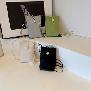 Mini Borsa A Tracolla Per Cellulare Da Donna Pelle PU Fibbia Perla Artificiale Nappa Raso Ciondolo Fiore Piccola Borsa