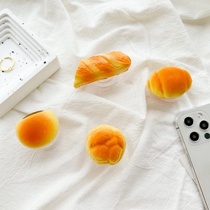3D realistic bread shaped phone grip socket holder for smartphone with food texture
