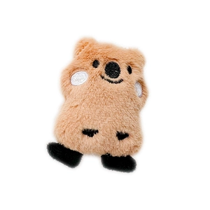 Cute brown plush Quokka collapsible phone grip stand with soft faux fur and embroidery