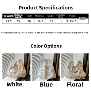 Lace butterfly canvas tote bag dimensions and size specifications with large capacity detail