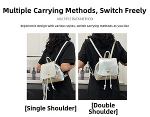 Silver mini backpack showing single shoulder and double shoulder wearing styles