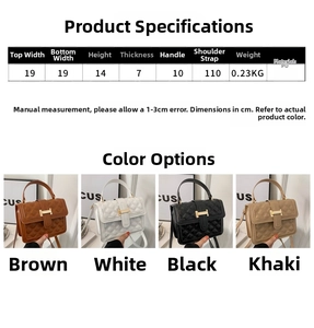 Close-up of quilted PU leather bags with metal H-lock in four elegant colors
