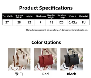 Size chart showing dimensions of the PU leather tote bag with heart pendant detail