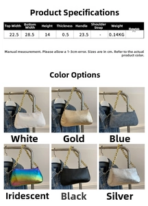 Tabella delle taglie e dimensioni per la borsa a tracolla in pelle PU in sei colori