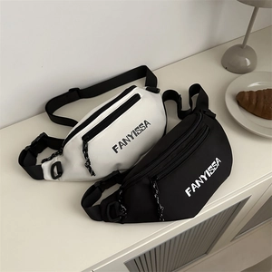 Women Fanny Pack PU Leather Waist Bag Casual Chest Crossbody Bag With Adjustable Strap Letter Print Simple Fashion
