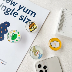 Support de téléphone rond en verre motif grenouille et fille pour visionnage bureau