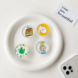 Lot de quatre supports de téléphone ronds avec motifs mignons de grenouille et de fille