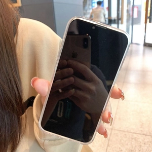 Clear iPhone case with silver foil heart mirror design for protective full coverage