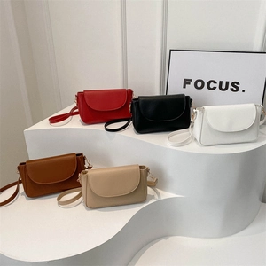 Women Crossbody Bag Small Square Flap PU Leather Shoulder Purse Elegant Trendy Minimalist Solid Color Adjustable Strap