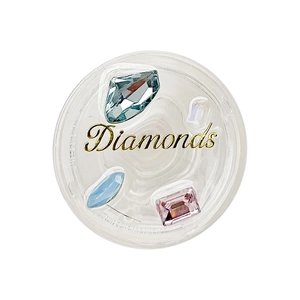 Colorful gemstone collapsible grip for phone with Diamonds gold text and crystal resin design