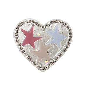 Glitter star heart phone socket with sparkling rhinestones and pink resin finish
