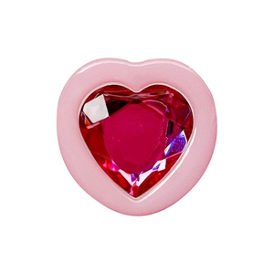 Creative 3D candy heart-shaped phone grip with red crystal gemstone and pink frame