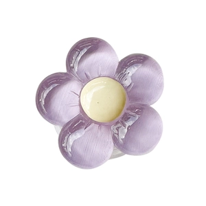 Collapsible lavender flower phone grip with resin texture and minimalist white background