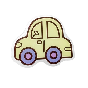 Flat design cartoon car phone socket stand in yellow and purple acrylic finish