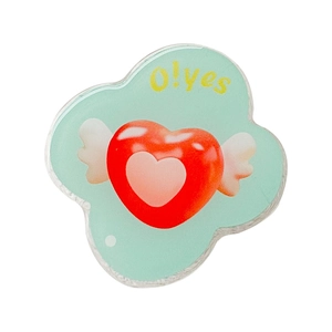 Cute heart with wings collapsible phone grip on a mint green cloud base for desk stand