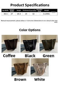 Size specifications and multi-color options of the large capacity canvas tote bag