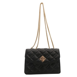Classic black quilted leather crossbody bag with gold chain strap and turn-lock closure
