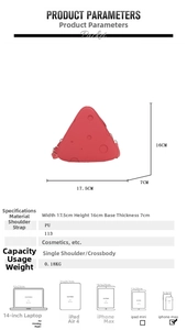 Dimensioni borsa a triangolo formaggio inclusi peso di 0,18 kg e tracolla lunga di 113 cm