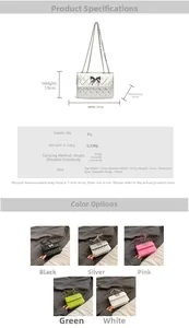 Guide des tailles et options de couleurs du sac à bandoulière matelassé avec nœud