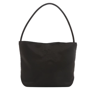 Minimalist black large capacity underarm tote bag with onwards and upwards embroidery