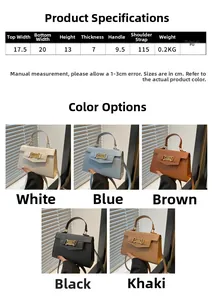 Guida alle taglie per borsa a tracolla in pelle PU con dimensioni e opzioni di colore