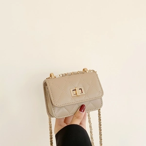 Classic Quilted Diamond Lattice Chain Mini Crossbody Bag For Women Fashion PU Leather Small Square Shoulder Bag With Metal Lock Elegant Party Handbag Solid Color Stylish Daily Purse