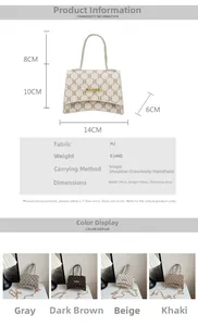 Detailed sizing chart and specifications for the stylish PU leather mini crossbody bag