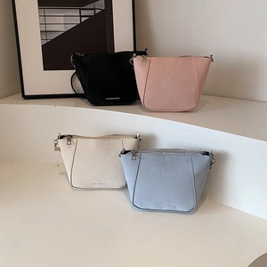 Borsa A Tracolla Donna Borsa A Mano Pelle PU Minimalista Tinta Unita Cerniera Borsa A Secchiello Stile Urbano