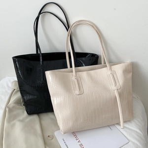 Grand Sac À Main Fourre-Tout Pour Femmes Gaufré Crocodile Cuir Minimaliste Banlieue Sac À Épaule Élégant Mode