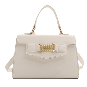 Borsa a mano minimalista bianca da donna con decorazione a catena dorata elegante