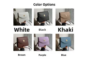 Six coloris de sacs à bandoulière rétro en cuir mat avec boutons métalliques en grille