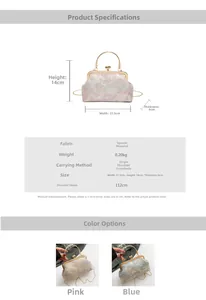Detailed product size chart and specifications for vintage floral jacquard handbag