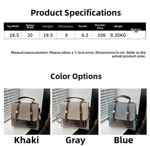 Detailed size chart for retro PU backpack with dimensions and color options