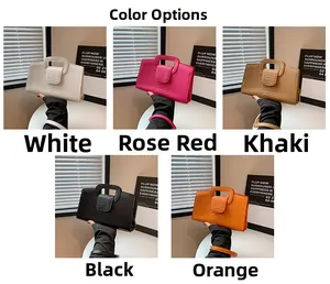 Detailed color selection showing five textured faux crocodile leather handbags in various tones