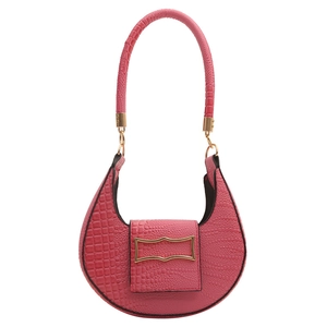 Borsa hobo rosa con motivo coccodrillo e fibbia metallica dorata alla moda da donna