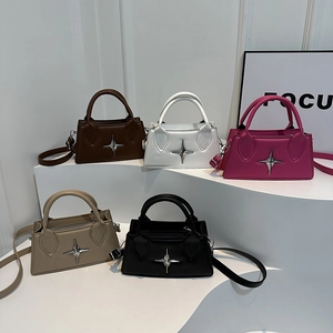 Piccola Borsa A Tracolla Quadrata Donna Pelle PU Con Decoro Stella In Metallo Manico Superiore Cinghia Regolabile Borsa Y2K