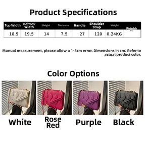Detailed size chart for the solid color chain crossbody bag with PU material specs