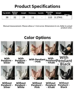 Detailed size guide and color matrix for the minimalist PU leather tote with dimensions