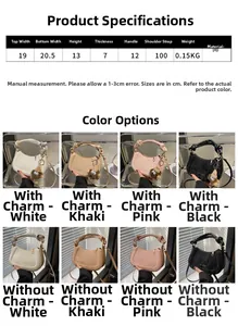 Detailed spec sheet and color palette for PU leather crescent handbag with ruffled handle