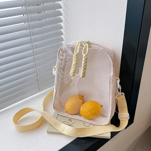 Sac de poitrine en nylon crème avec fenêtre transparente et sangle jaune style d'été