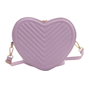Chic purple heart-shaped crossbody bag with quilted stitching and gold hardware details