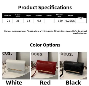 Detailed size specifications for the crocodile pattern crossbody bag showing dimensions
